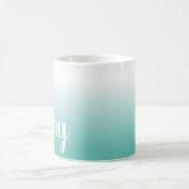Personalized Light Teal and White Ombre Coffee Mug (Center)