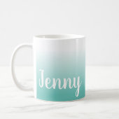 Personalized Light Teal and White Ombre Coffee Mug (Left)