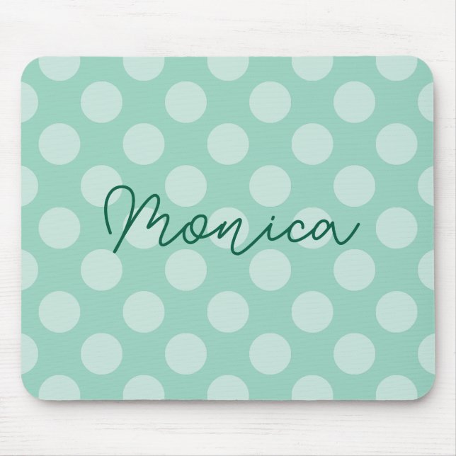 Personalized Light Teal Polka Dot Mouse Pad (Front)
