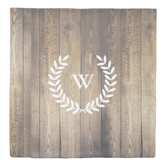 Personalized - Light Wooden Planks White Laurels Duvet Cover (Front)