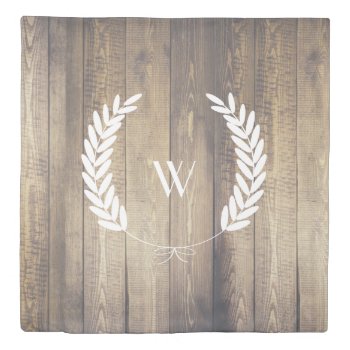 Personalized - Light Wooden Planks White Laurels Duvet Cover by GrudaHomeDecor at Zazzle