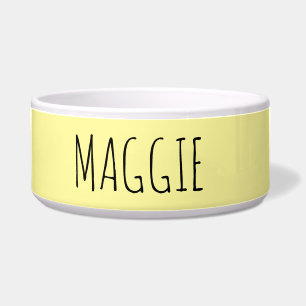 Personalized Light Yellow Ceramic Pet Bowl