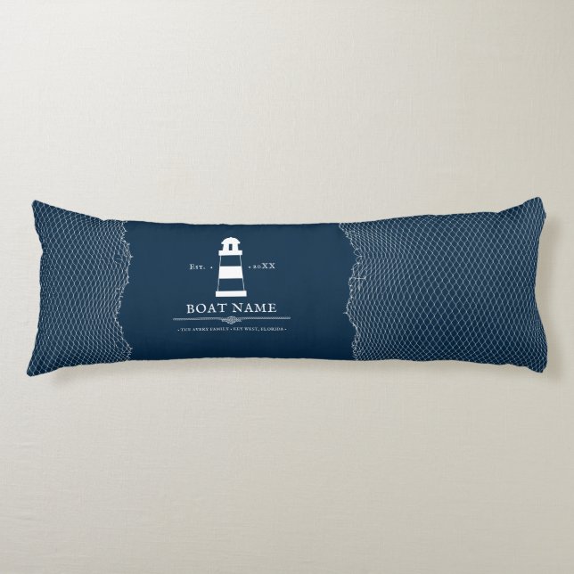 Personalized lighthouse Boat Name Body Pillow (Front)