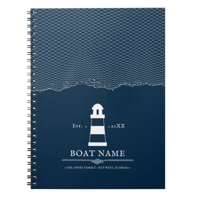 Personalized lighthouse Boat Nautical Blue  Notebook (Front)