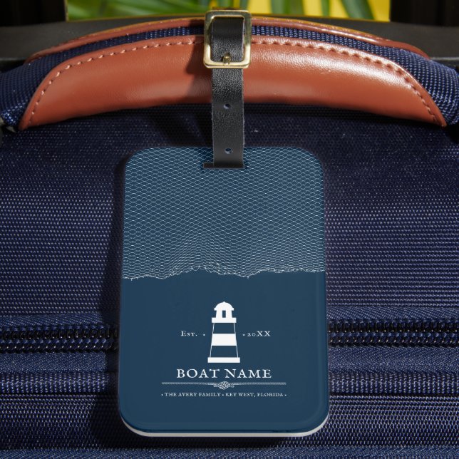 Personalized lighthouse Boat Nautical  Luggage Tag (Front Insitu 2)