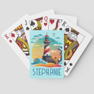Personalized Lighthouse Glow Poker Cards