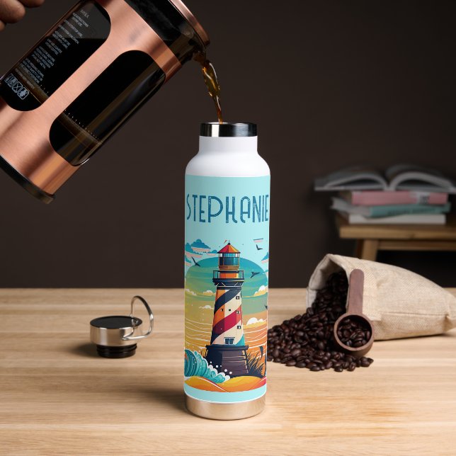 Personalized Lighthouse Glow Water Bottle (Coffee)