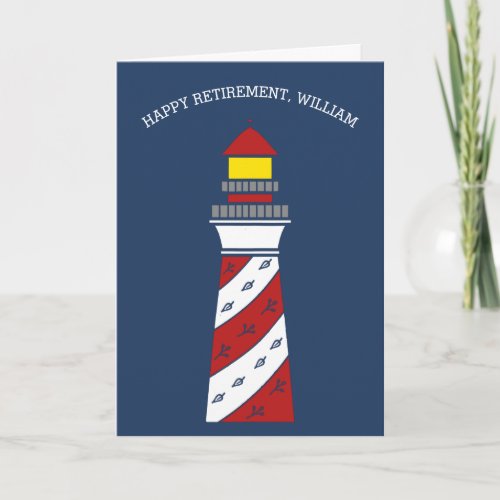 Personalized Lighthouse Nautical Custom Retirement Card