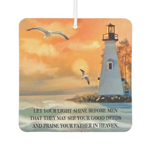 Personalized Lighthouse Sunset Bible Verse Air Freshener