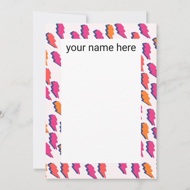 Personalized Lightning Bolt Notecards (Front)