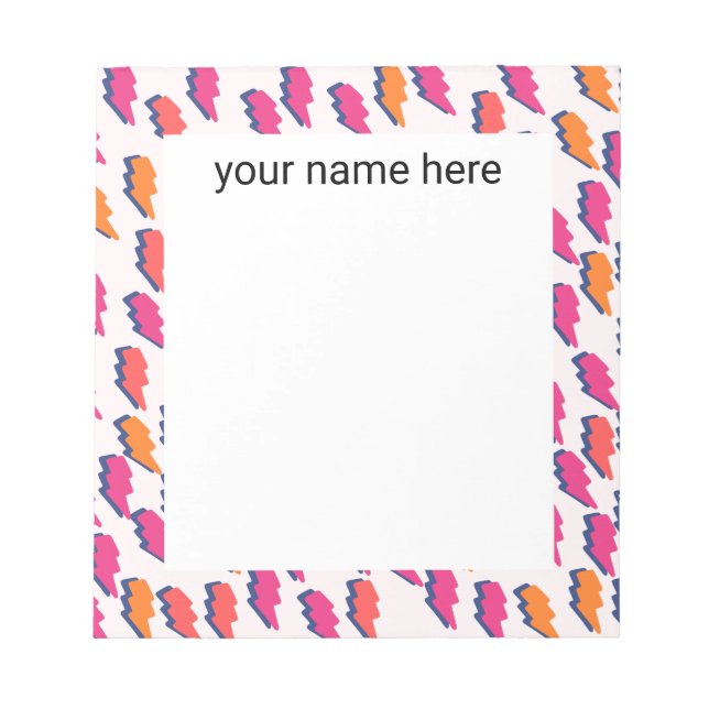 Personalized Lightning Bolt Notepad (Front)