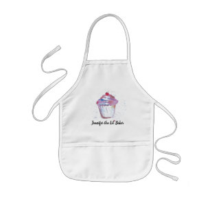 Personalized Lil' Baker Watercolor Cupcake Kids' Apron