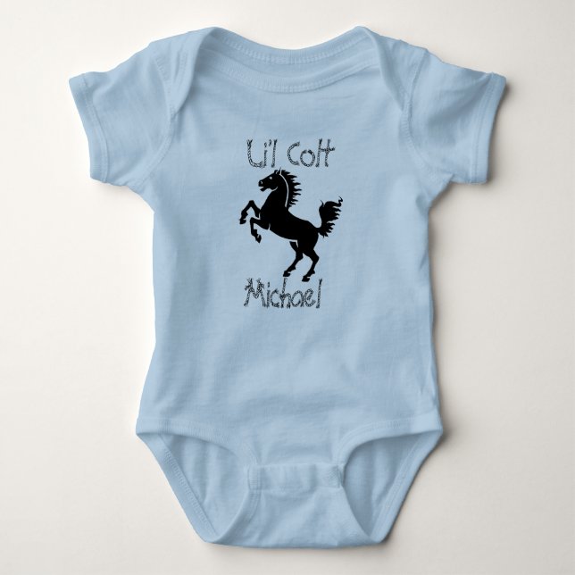 Personalized "Li'l Colt"  With Rearing Horse Baby Bodysuit (Front)