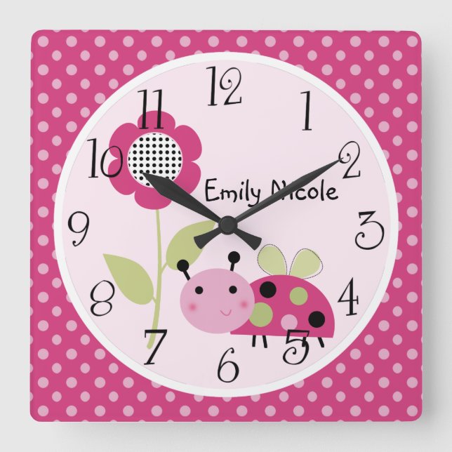 Personalized Lil Little Ladybug Nursery Clock (Front)