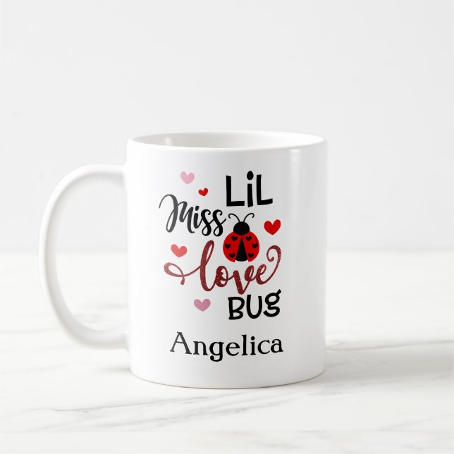 Personalized Lil Miss Love Bug Coffee Mug (Left)