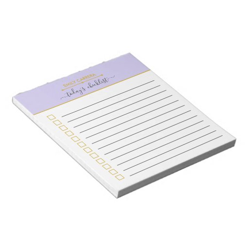 Personalized Lilac and Gold To Do List Checklist Notepad | Zazzle