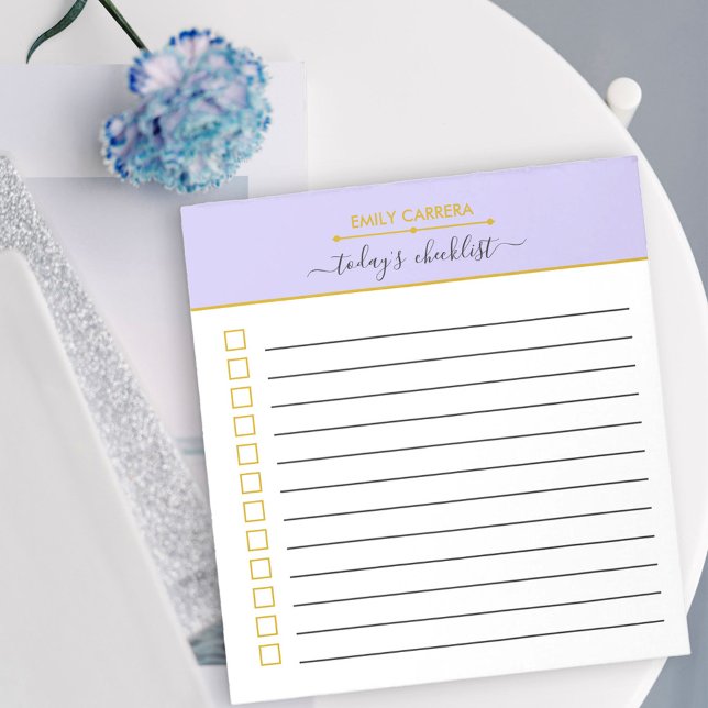 Personalized Lilac and Gold To Do List Checklist Notepad (Creator Uploaded)