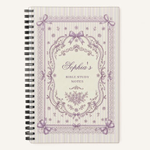 Personalized Lilac Bow Bible Study Notebook