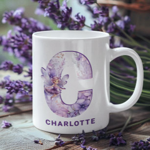 Personalized Lilac Fairy Monogram C Coffee Mug