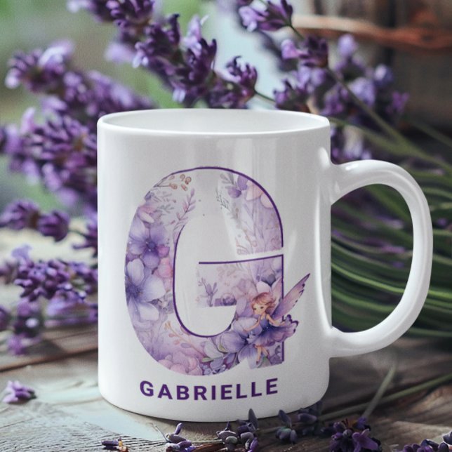 Personalized Lilac Fairy Monogram G Coffee Mug (Personalized Lilac Fairy Monogram G Coffee Mug)