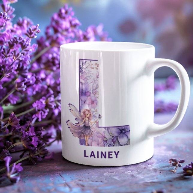 Personalized Lilac Fairy Monogram L Coffee Mug (Personalized Lilac Fairy Monogram L Coffee Mug)