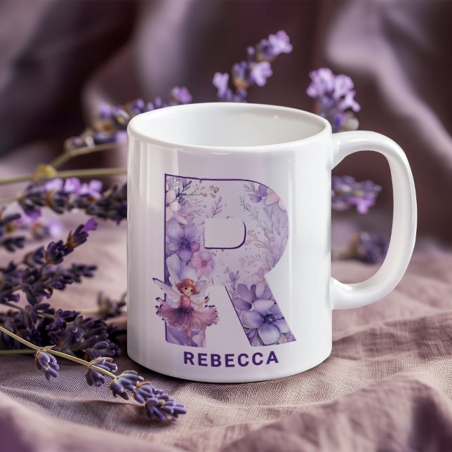Personalized Lilac Fairy Monogram R Coffee Mug (Personalized Lilac Fairy Monogram R Coffee Mug)