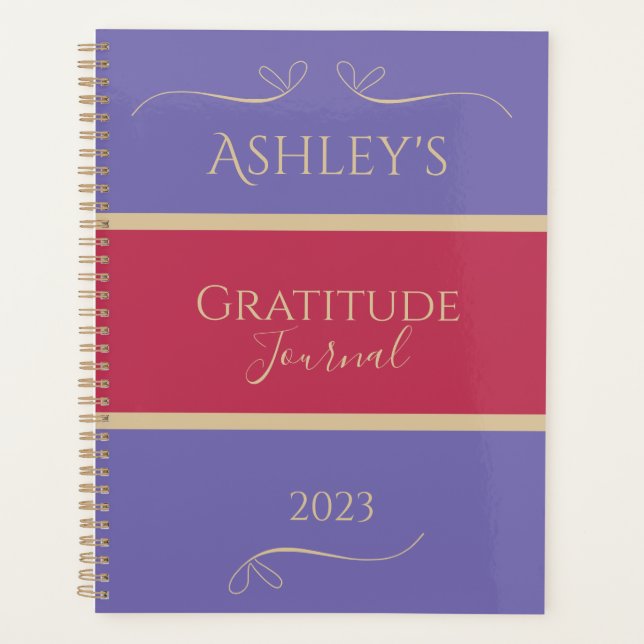 Personalized Lilac Gold Modern Gratitude Journal Planner (Front)