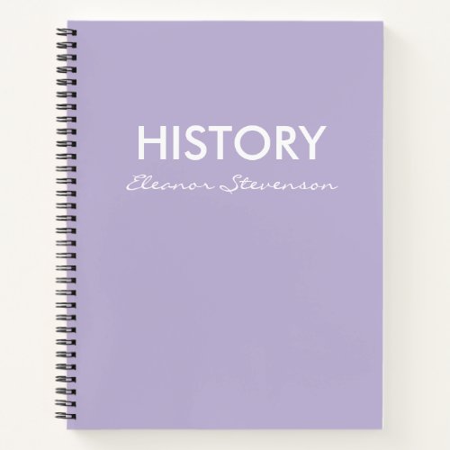 Personalized Lilac Lavender History Class Notebook