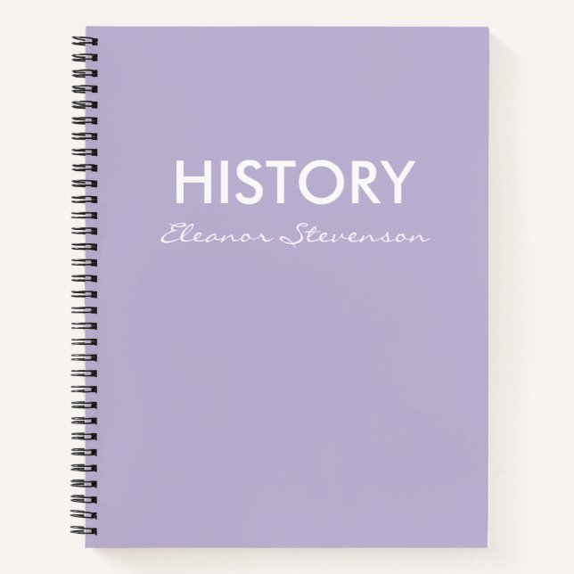 Personalized Lilac Lavender History Class Notebook (Front)