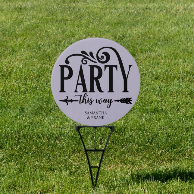 Personalized Lilac Party This Way Wedding Sign (Insitu)