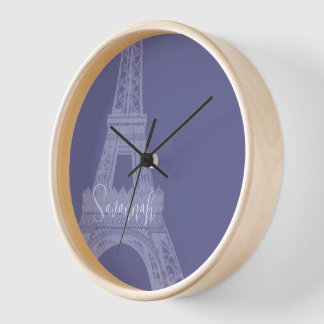 Personalized Lilac Purple Eiffel Tower Clock