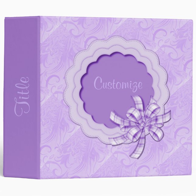 Personalized Lilac Scalloped Frame Keepsake Binder (Front/Spine)