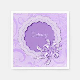 Personalized Lilac Scalloped Frame Napkins