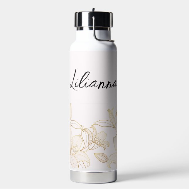 Personalized Lilies Water Bottle (Left)