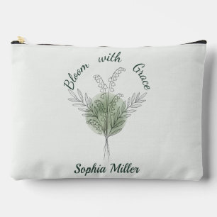 Personalized Lily of the Valley Custom Floral Name Accessory Pouch