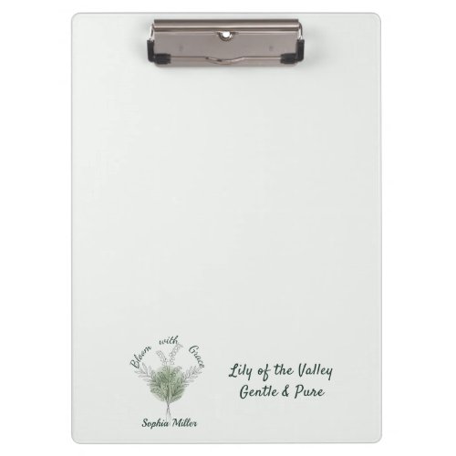 Personalized Lily of the Valley Custom Floral Name Clipboard
