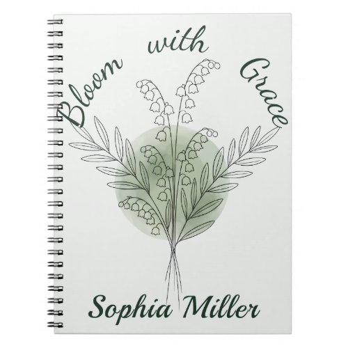 Personalized Lily of the Valley Custom Floral Name Notebook