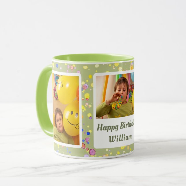 Personalized Lime Cream Confetti Custom Photos Mug (Front Left)