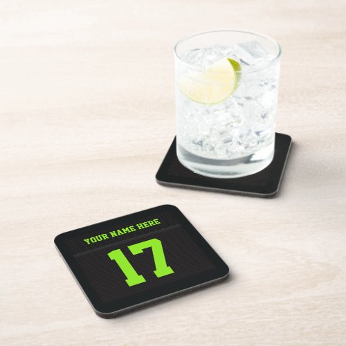 Personalized Lime Football Jersey Sports Drink  Beverage Coaster