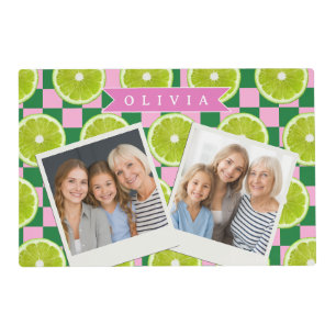Personalized Lime Gingham Citrus Custom Name Placemat