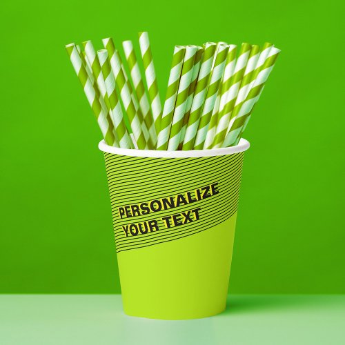 Personalized Lime Green Abstract Modern Neon Party Paper Cups