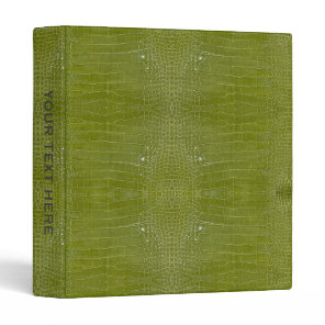 Personalized Lime Green Alligator Texture Print 3 Ring Binder