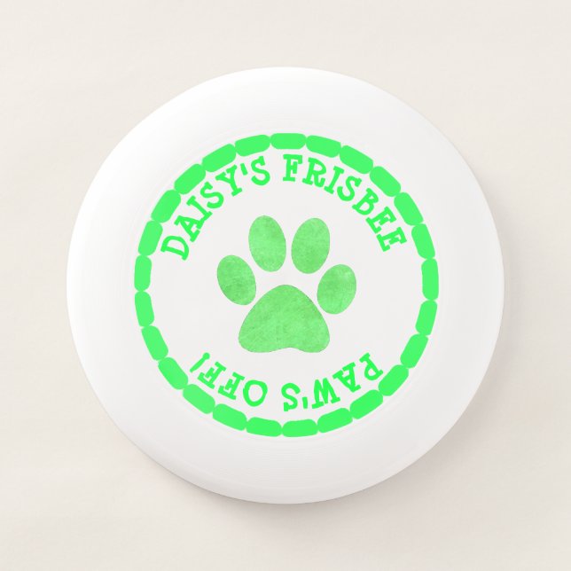 Personalized Lime Green Dog Paw print Frisbee (Front)