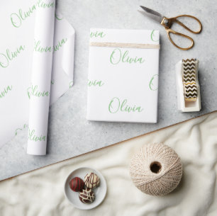 Personalized Lime Green Elegant Name Wrapping Paper