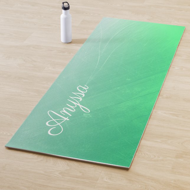 Personalized Lime Green Gradient Name Yoga Mat (In Situ)
