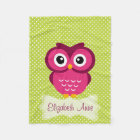 Personalized Lime Polka Dot Pink Owl