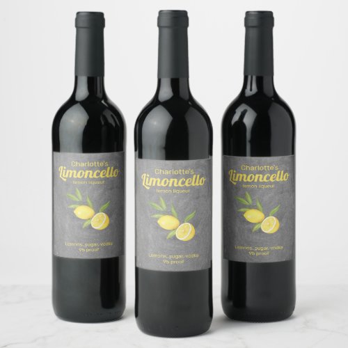 Personalized Limoncello Lemon Liqueur   Wine Label