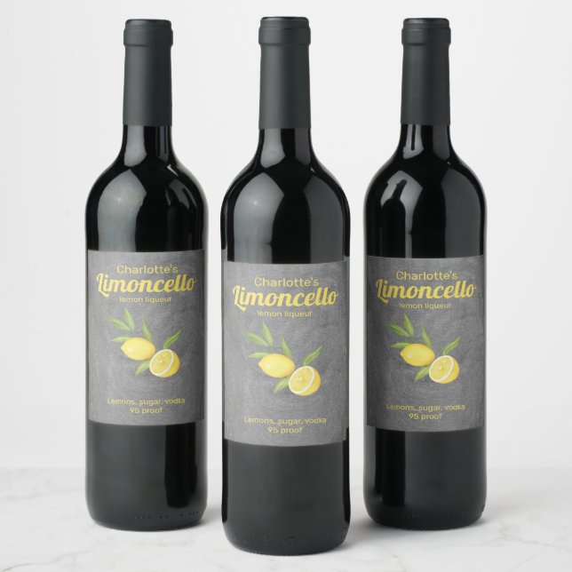 Personalized Limoncello Lemon Liqueur   Wine Label (Bottles)