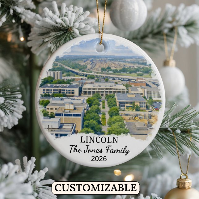 Personalized Lincoln Ornament, Custom Nebraska Ceramic Ornament (Creator Uploaded)
