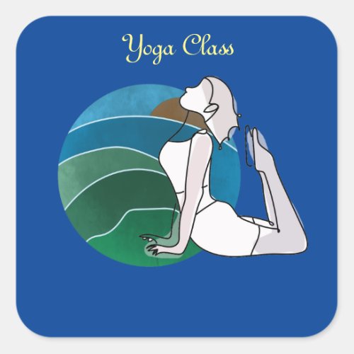 Personalized Line Art Boho Yoga Pose Motif  Square Sticker